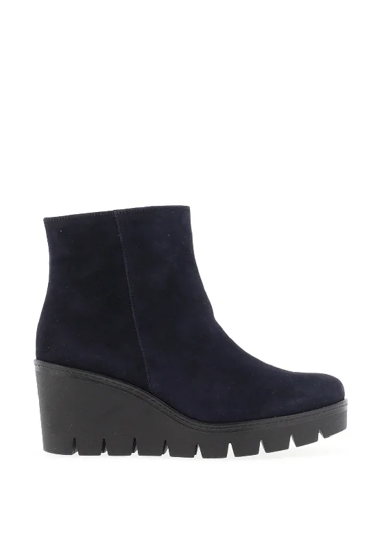 women's suede bootsGabor Wedge Heeled Ankle Boots, Navy