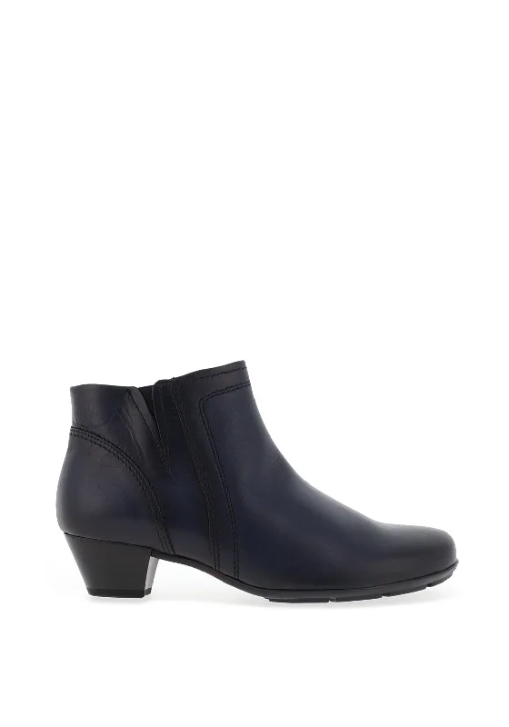 Gabor Comfort Leather Stitching Detail Ankle Boot, Navy