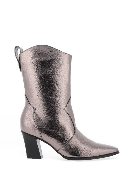 women's boots for tall womenMenbur Metallic Western Heeled Boots, Taupe