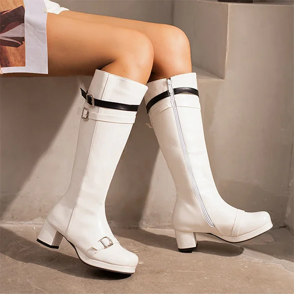 women's boots for summer festivalsPatchwork Classic Buckled Boots