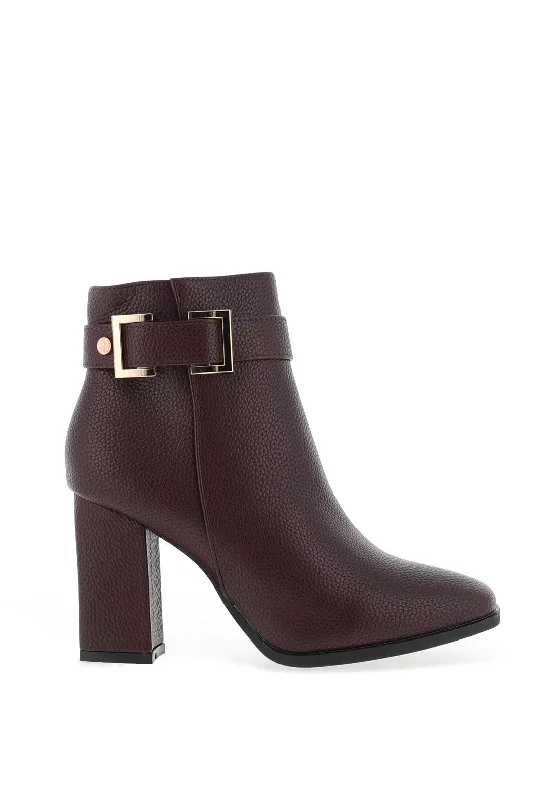 women's boots in metallic finishRant & Rave Gwyneth Pebbled Heeled Boots, Plum