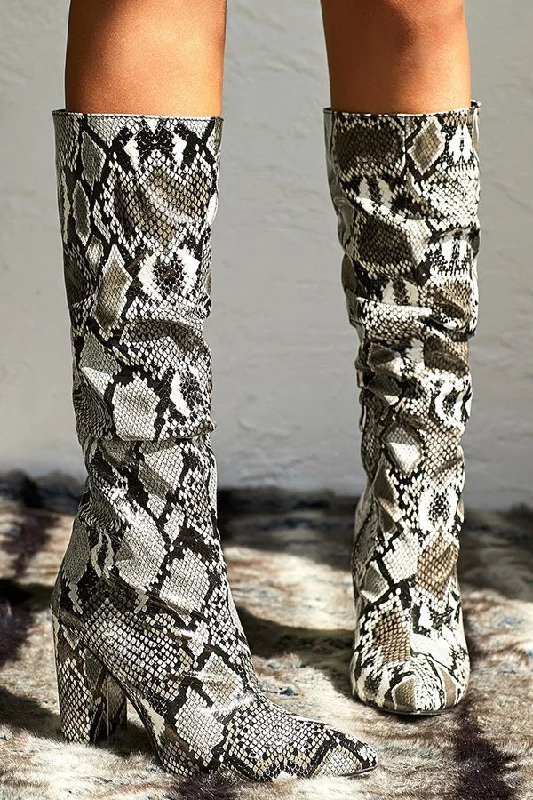 women's boots for casual wearSnake Print Colorful Boot Cuffs