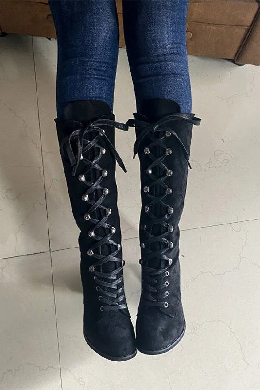 women's boots with zippersSolid Color Boho Strappy Boots