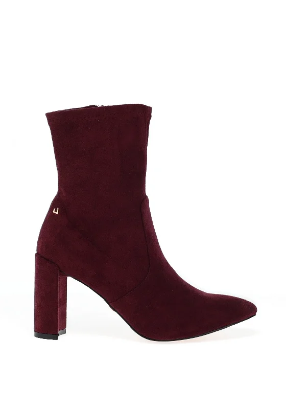 women's boots with fur liningUna Healy Something Bad Faux Suede Heeled Boots, Aubergine