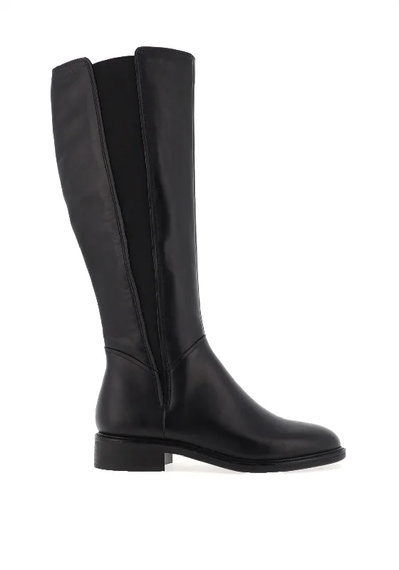 women's boots with tassel detailsTamaris Leather Elasticated Panel Knee High Boots, Black