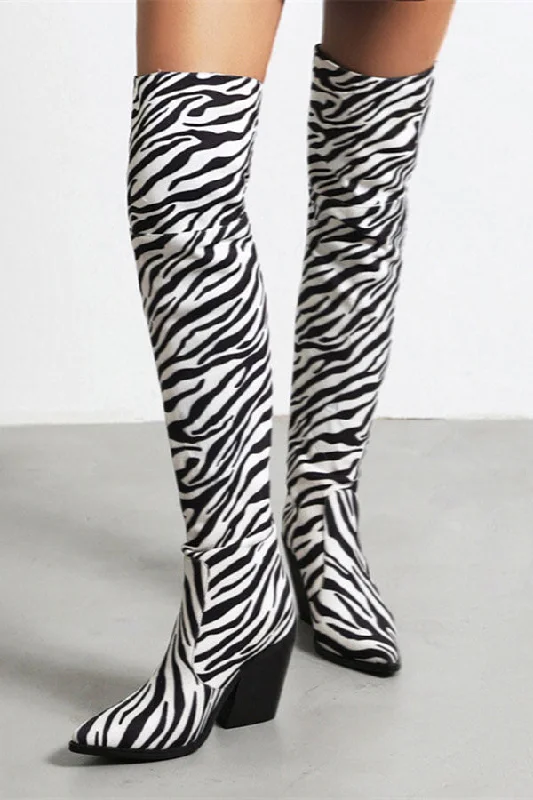 women's boots with block heelsZebra Print Stunning Boots