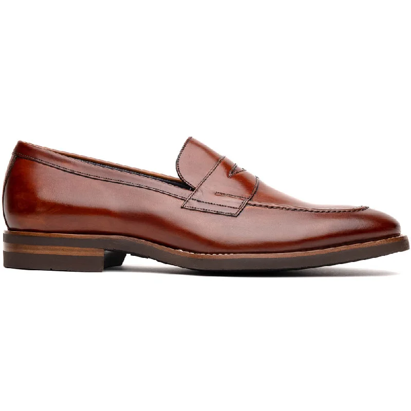 Slip - on men's loafers for easy wear15-400-CGN ROMA Hand Burnished Calfskin Penny Loafer Cognac