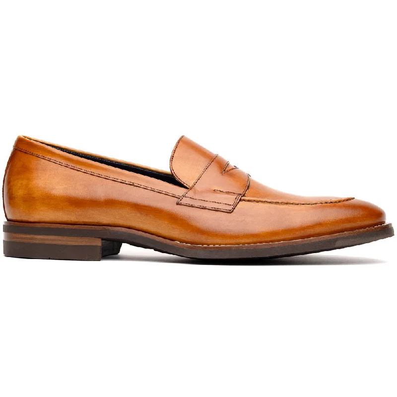 Men's loafers with a rubber sole for durability15-400-CML ROMA Hand Burnished Calfskin Penny Loafer Camel