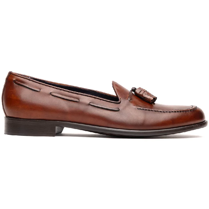 Men's loafers with a removable insole for cleaning15-586-CGN FRANCO Italian Calfskin Tassel Loafer Cognac