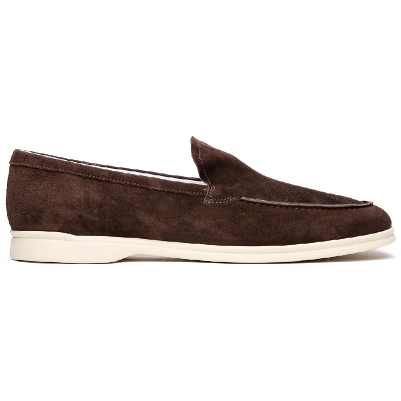 Men's loafers with a stretchy side panel for a better fit16-621-MOC LIVORNO Sueded Italian Goatskin Loafer Mocha