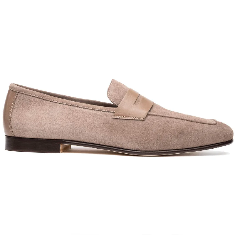 Men's loafers with a removable insole for cleaning16-672-TPE Tippa Suede & Calfskin Penny Loafers Taupe