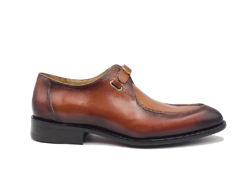 Men's loafers with a rubber sole for durabilityBurnished Moc Toe Single Monk Loafer