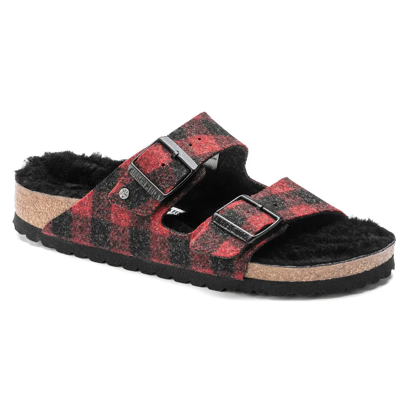 Men's sandals with a pointed toe for a stylish lookBirkenstock Arizona Plaid Shearling