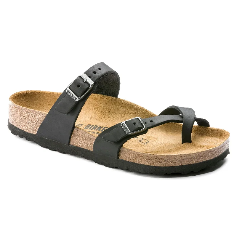 Men's sandals with a perforated leather upper for ventilationBirkenstock Mayari Oiled Leather