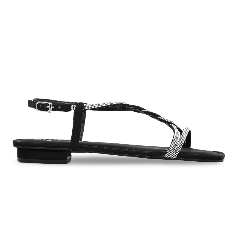 Men's sandals with a rubber sole for tractionBlack Fancy Sandal FN5834