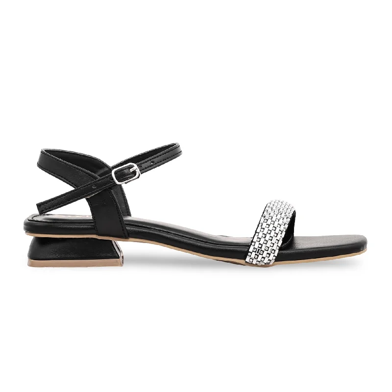 Men's sandals with a toe post designBlack Fancy Sandal FN5858