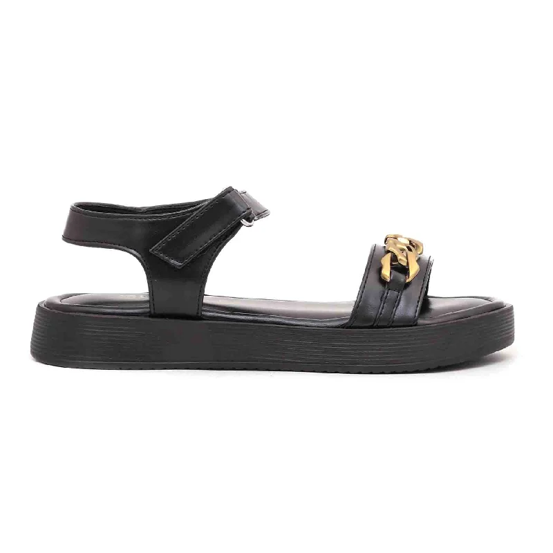 Men's sandals with a buckle closureBlack Formal Sandal PU0115