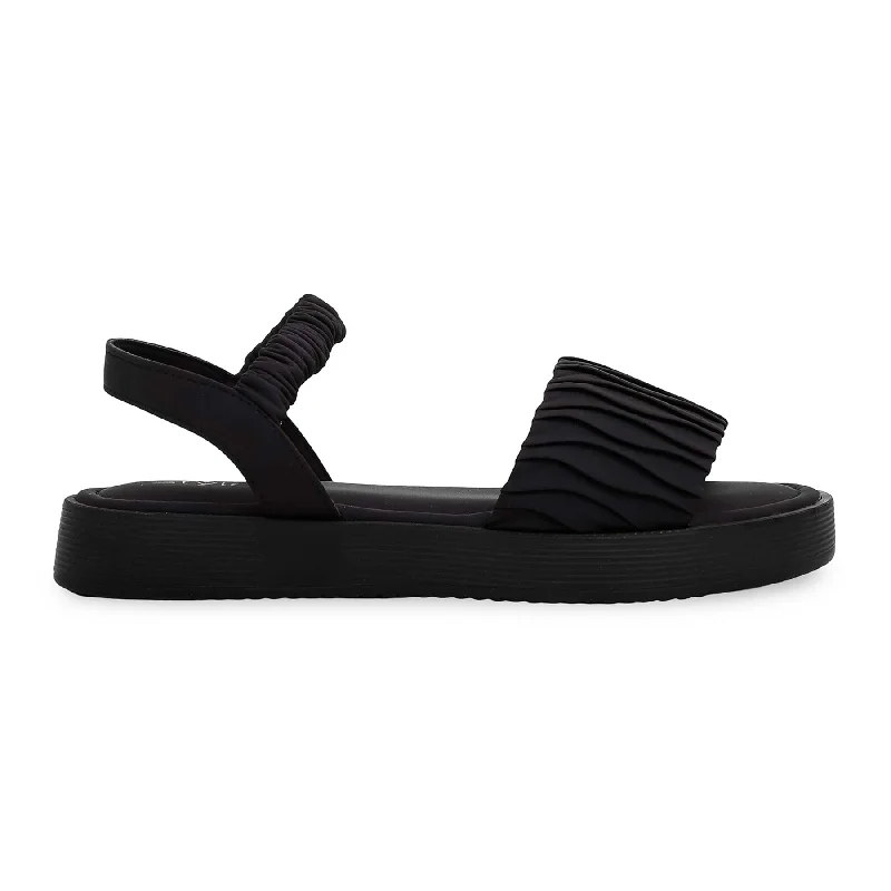 Men's sandals with a toe post designBlack Formal Sandal PU0122