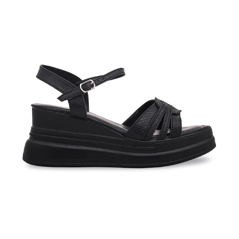 Men's sandals with a rubber sole for tractionBlack Formal Sandal PU0157