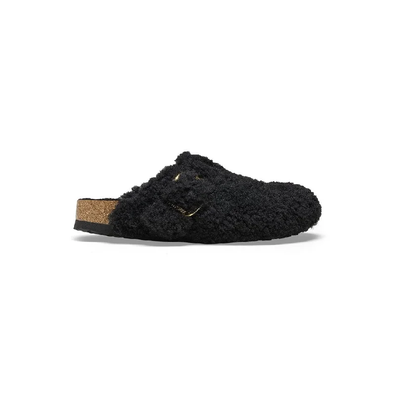 Men's loafers with a stretchy side panel for a better fitBoston Big Buckle Teddy Shearling Black