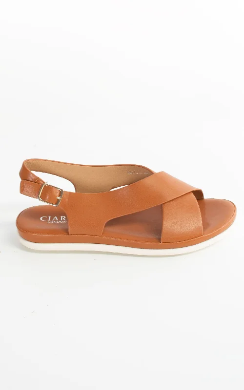 Men's sandals with a decorative buckle or charmCecilia Sandals | Tan