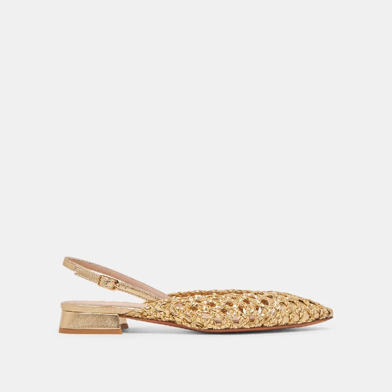 Men's loafers with a tassel front for a classic lookCYNDI FLATS GOLD WOVEN