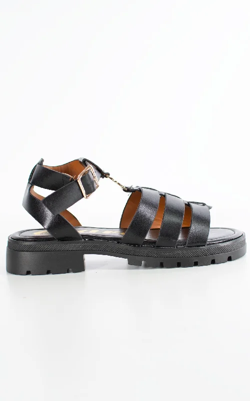 Men's leather sandals with an adjustable strapElena Sandal | Black