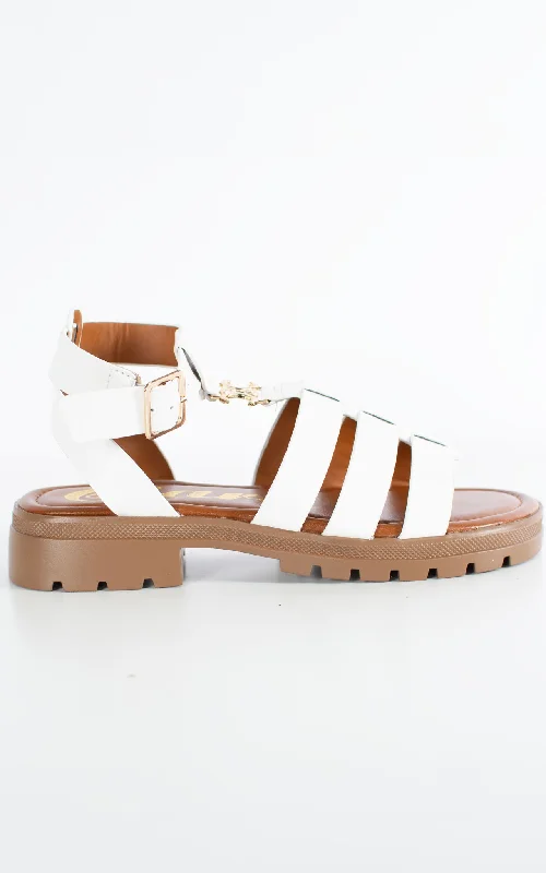 Men's sandals with a wide strap for supportElena Sandal | White