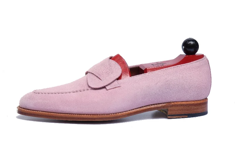 Suede men's loafers for a soft and luxurious feelHawthorne - MTO - Pink Suede - Natural Edge Trim - TMG Last - Single Leather Sole