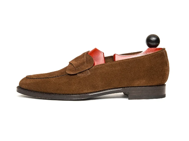 Men's loafers with a perforated leather upper for ventilationHawthorne - MTO - Snuff Suede - TMG Last - Single Leather Sole