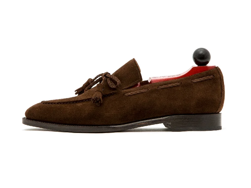 Men's loafers with a contrast stitching detailIssaquah - MTO - Dark Brown Suede - LPB Last - Single Leather Sole