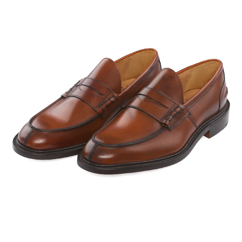 Men's loafers with a removable insole for cleaning"James" Leather Penny Loafer in Brown