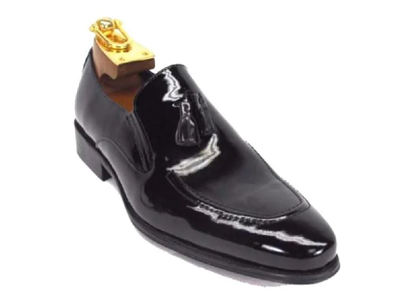 Men's leather loafers with a penny slotKS099-714 Leather Tassel Loafer-Patent Leather