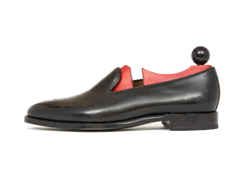 Men's loafers with a low - heeled designLaurelhurst - MTO - Black Calf - TMG Last - Single Leather Sole