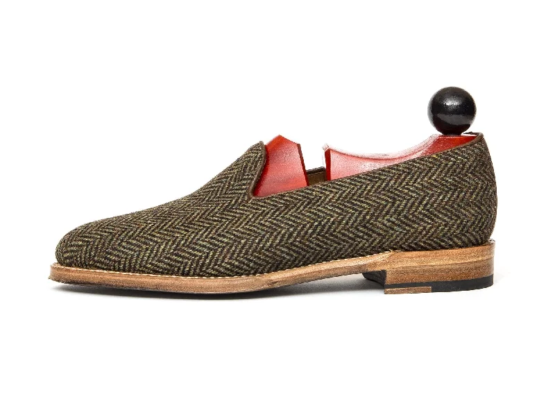 Men's loafers with a leather lining for comfortLaurelhurst II - MTO - Forest Herringbone Tweed - TMG Last - Natural Single Leather Sole