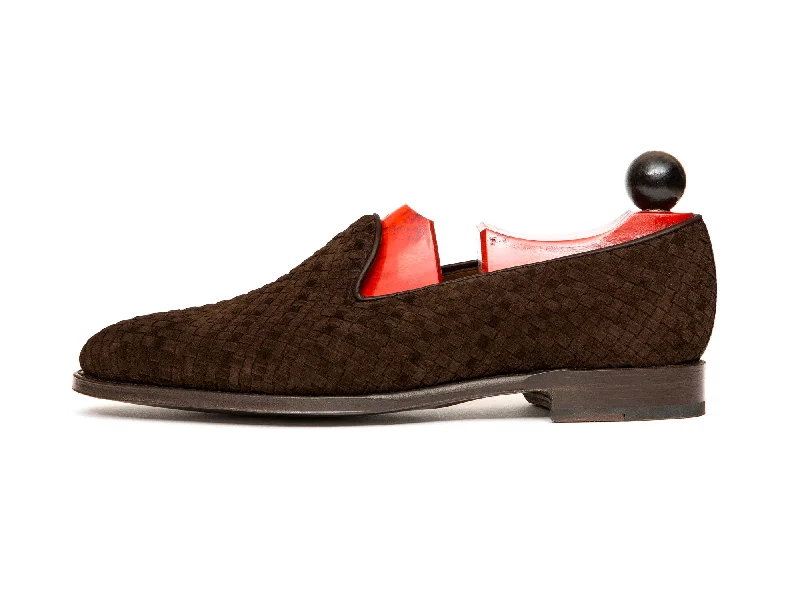 Men's loafers with a tassel front for a classic lookLaurelhurst II - MTO - Braided Dark Brown Suede - TMG Last - Single Leather Sole