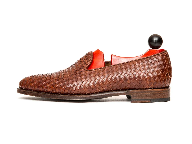 Men's loafers with a moc - toe designLaurelhurst II - MTO - Braided Gold Museum Calf - TMG Last - Antique Single Leather Sole