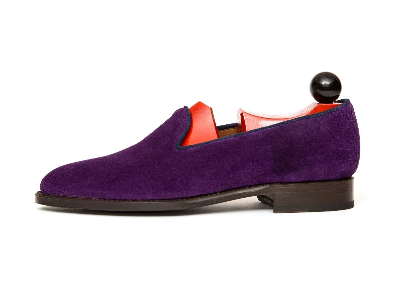 Men's loafers with a stretchy side panel for a better fitLaurelhurst - MTO - Purple Suede - TMG Last - Single Leather Sole