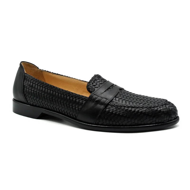 Men's loafers with a tassel front for a classic look15-585-BLK NICOLA Italian Calfskin Basketweave, Black