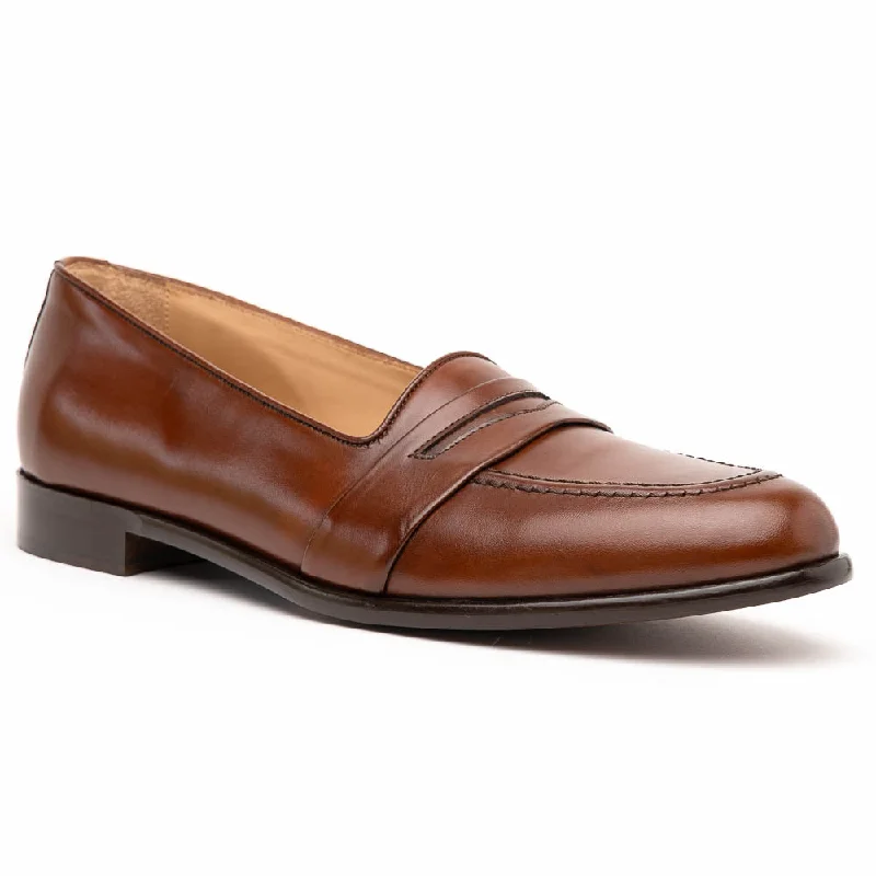 Men's loafers with a leather lining for comfort15-203-CHL SAVANNAH Calfskin Penny Loafer, Chili