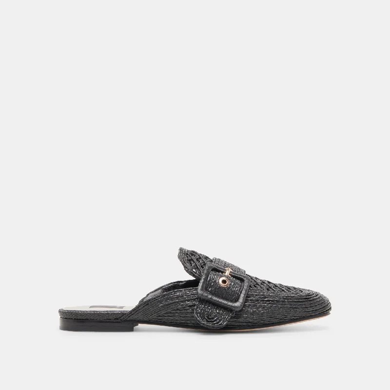 Men's loafers with a pointed toe for a stylish appearanceSIANNA FLATS BLACK RAFFIA