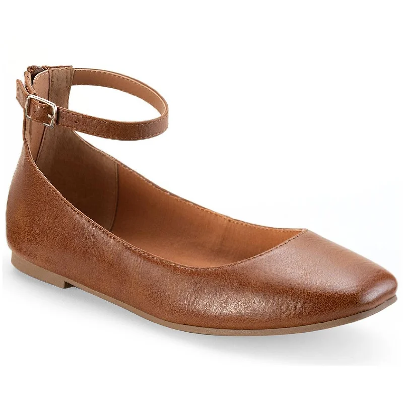 Men's Oxford shoes with a smooth leather upper and a leather soleSun + Stone Womens Noor Faux Leather Ankle Strap Flats