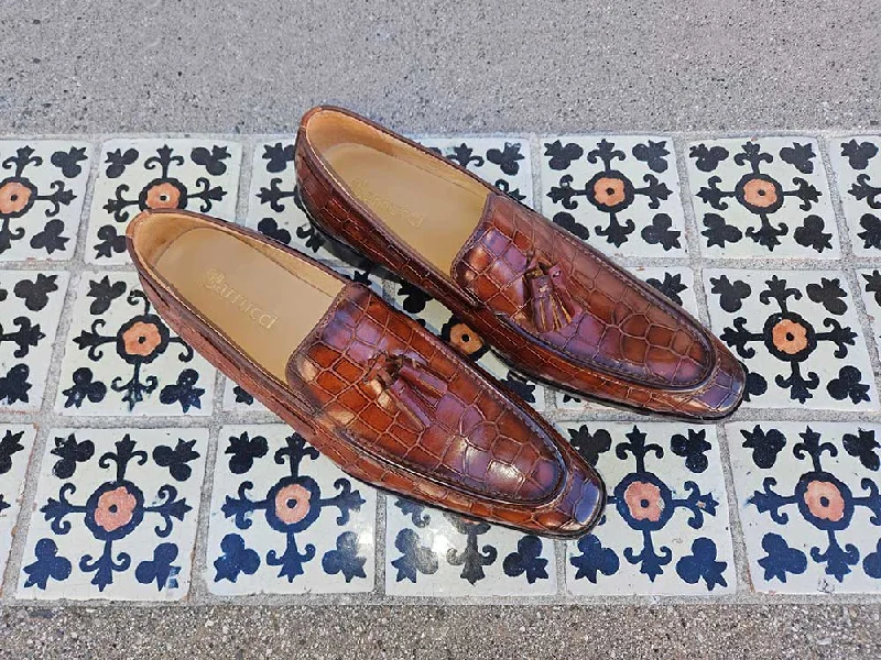 Men's loafers with a removable insole for cleaningTassel Loafer With Gator Print