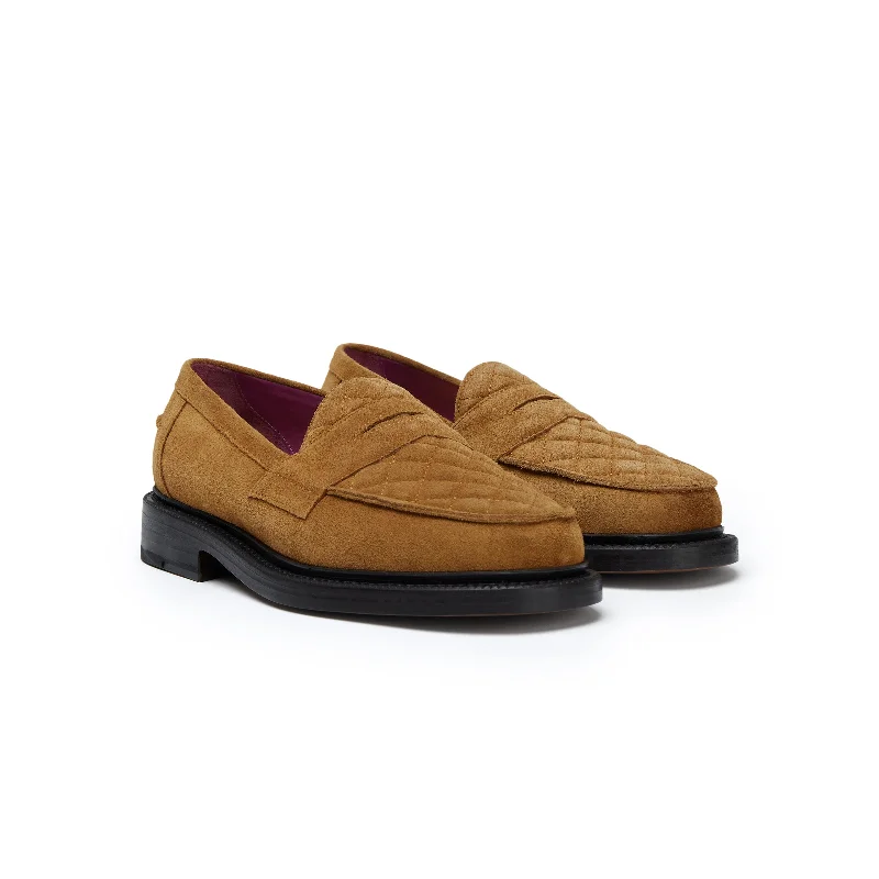 Men's loafers in a neutral color like black or brownThe Ellis Penny Loafer, Cinnamon Quilt