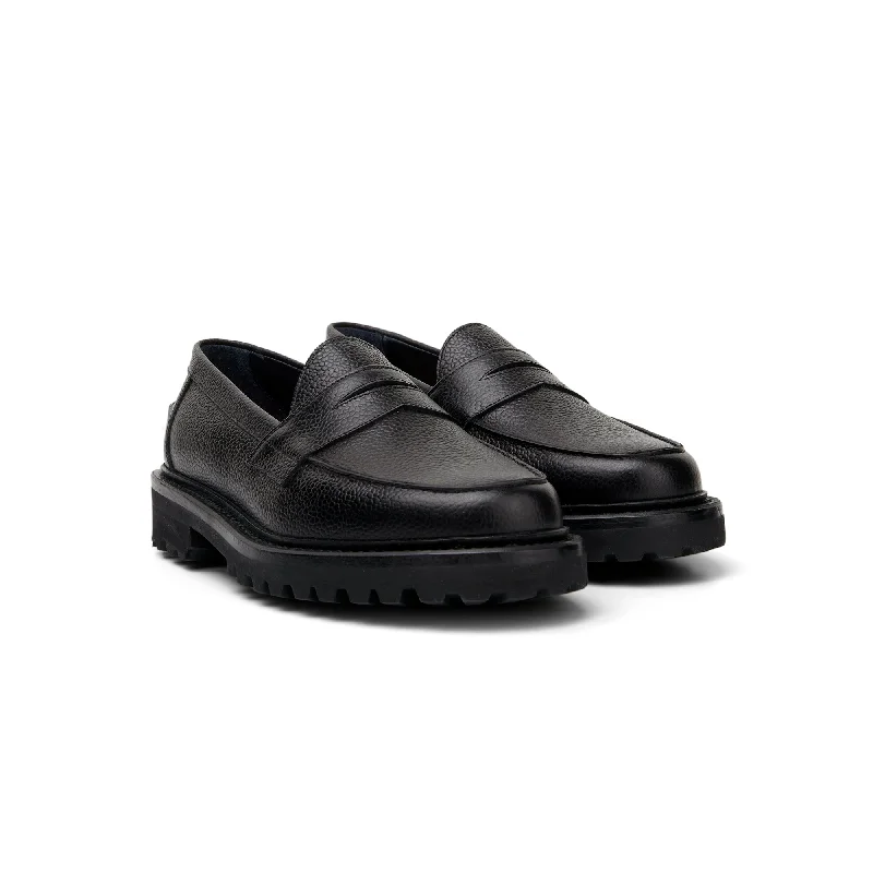 Men's loafers with a stretchy side panel for a better fitThe Ellis Penny Loafer, Onyx, Vibram 1757 Lug Sole