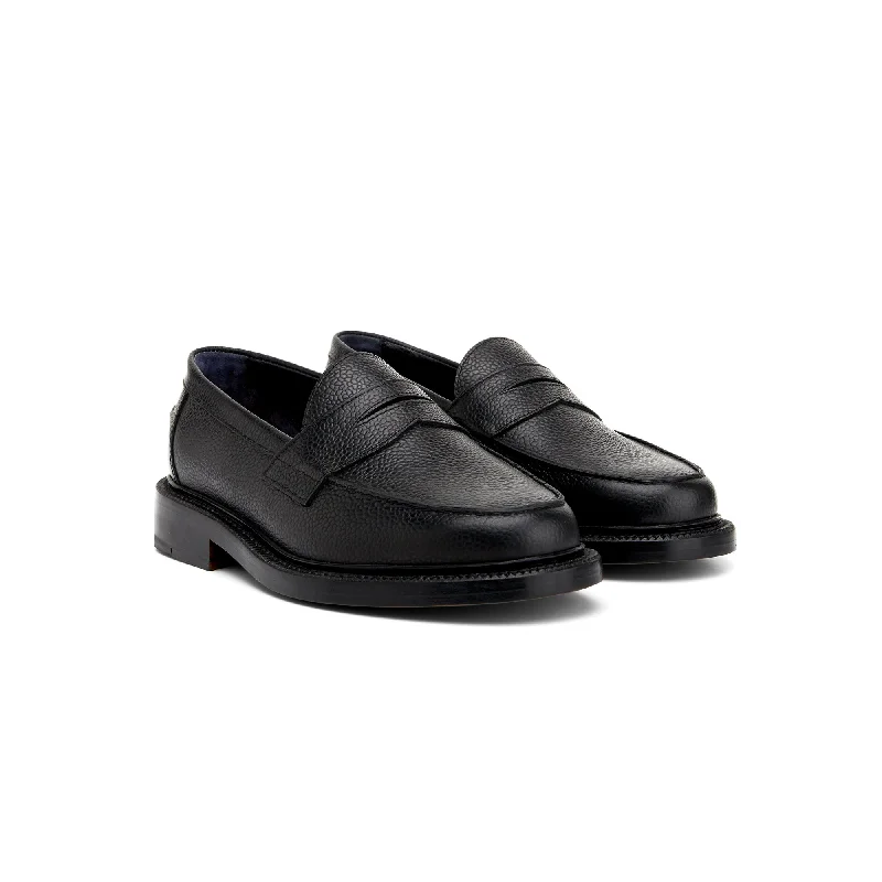 Men's loafers with a leather lacing systemThe Ellis Penny Loafer, Onyx