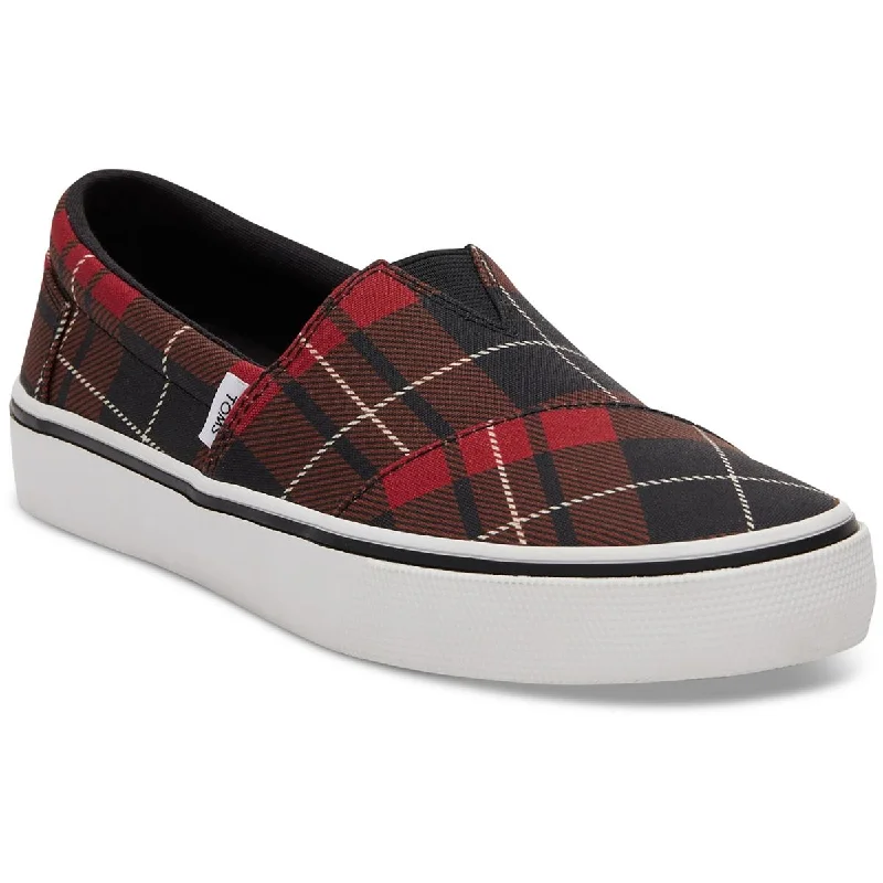 Men's Oxford shoes with a wingtip design and leather soleToms Womens Alpargata Canvas Plaid Slip-On Sneakers