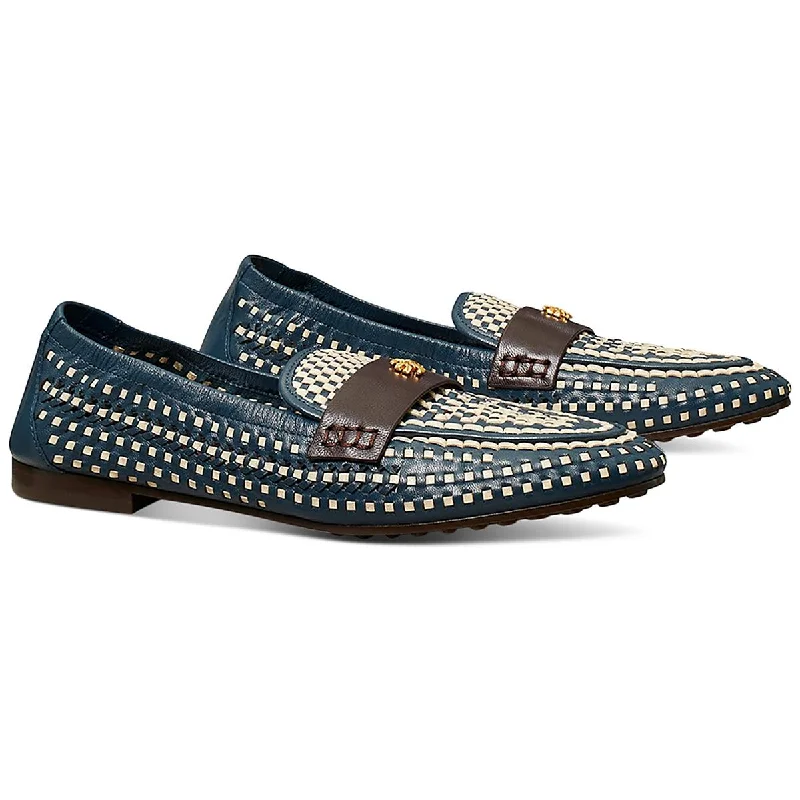 Men's Oxfords with a lace - up closure and a narrow fitTory Burch Womens Leather Woven Ballet Flats