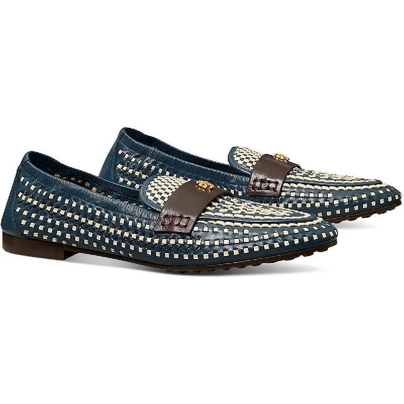 Men's Oxford shoes with a decorative inlay on the toeTory Burch Womens WOVEN BALLET LOAFER Leather Slip On Loafers