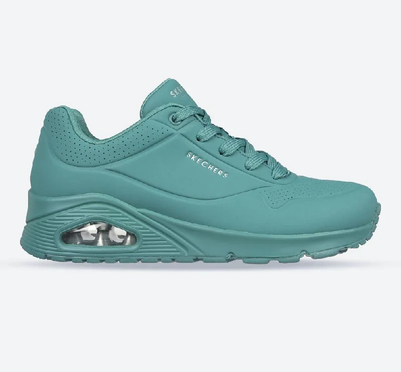 Women's Sneakers with Heel - Stabilizing Technology for Better Balance During RunningWomen's Wide Fit Skechers 73690 Uno Stand On Air Sports Sneakers - Teal